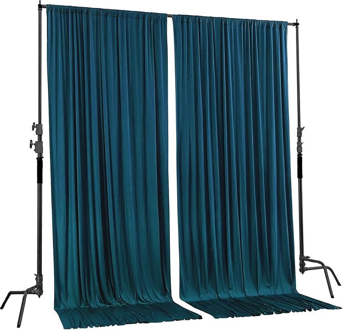 AK TRADING CO. 10 feet x 10 feet Dark Teal IFR Polyester Backdrop Drapes Curtains Panels with Rod Pockets - Wedding Ceremony Party Home Window Decorations
