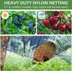 Bird Netting 50 x 50 Ft, 2 in Mesh Heavy Garden Protection Net, Reusable Deer Net for Protect Fruit Trees, Plants and Vegetables, Chicken, Bird Repellent, Squirrels and Other Animals