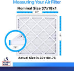 Filter King 37x18x1 Air Filter | 4-PACK | MERV 8 HVAC Pleated A/C Furnace Filters | MADE IN USA | Actual Size: 37 x 18 x .75"