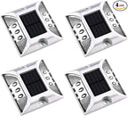 Aolyty Solar Dock Lights - IP68 Waterproof Outdoor Warning Step Lights for Sidewalk, Stair, Garden Pathway & Walkway (4 Pack, White)