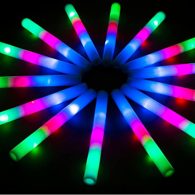 240 Pack LED Foam Sticks, Glow Stick Bulk Party Pack with 3 Modes Colorful Flashing, Glow in the Dark Party Supplies for Wedding, Raves, Concert, Camping