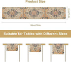 Bohemia Orange Table Runner, Rustic Farmhouse Vintage Geometric Floral Print Table Cover for Home Kitchen Dining Table Party Decor, 13x36inch