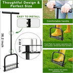 Lawn Aerator -Aerator Lawn Tool with 14 Iron Spikes, Automatic Dirt and Leaf Clean with Spring-Loaded Design, Height Adjustable Metal Manual Aerator, Soil Loosening, Yard Aerating, Garden Tool