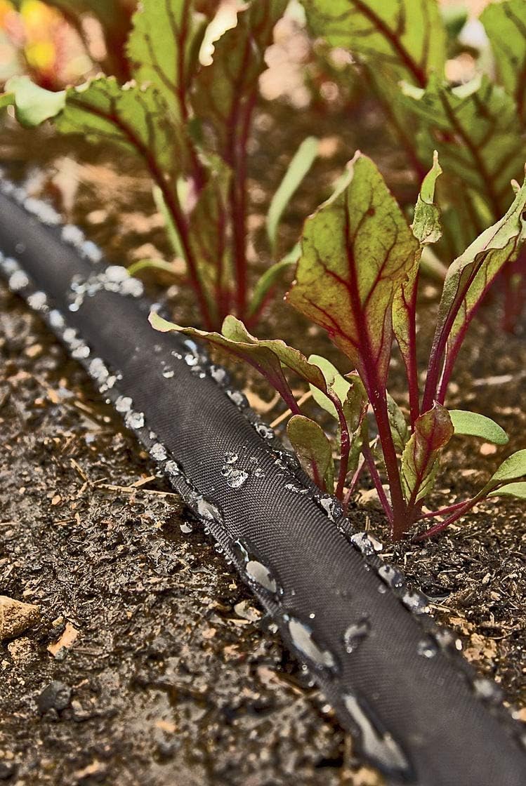 Rocky Mountain Goods 75-Foot Flat Soaker Hose - Heavy Duty Double Layer Design - Saves 70% Water - Consistent Drip Throughout Hose - Garden/Vegetable Safe