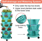 Vertical Planter 6 Tier Stackable Planters Garden Planters Strawberry Herb Flower and Vegetable Planter Indoor Outdoor Gardening Pots with Removable Wheels and Tools