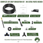 66FT Drip Irrigation System Kit Dual-Zone Garden Atomizing Watering System with 20 Copper 360° Adjustable Bendable Nozzles, Y-Splitter, Leak-Proof 1/4" Misting System for Garden Greenhouse Raised Beds