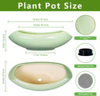 Ceramic Bonsai Pots - Large Succulent Planter 18 Inch Plant Pot Indoor Succulent Pot with Drainage Hole Outdoor Planter Bonsai Tree Pot for House Home Garden Decor Green