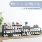 TY ARTS & CULTURE 2 Pack 7-Tiers Shoe Rack Organizer, Sturdy Metal Pipes & Durable Non-Woven Fabric, Space Saving Tall Shoe Shelf Hold 56-70 Pairs, Shoe Rack for Entryway (Black)