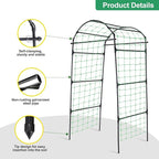 Garden Arch Cucumber Trellis for Climbing Plants Outdoor, 6.7ft Tall Archway Arbor Plant Support Grape Vine Tomato Pea Bean Trellis for Raised Bed Backyard, Black