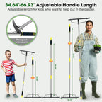 Heavy Duty Garden Rake for Leaves - 17 Tine Metal Head & Adjustable Stainless Steel Handle, 17" Wide 5.58FT Yard Rake for Shrub Leveling/Grass Care
