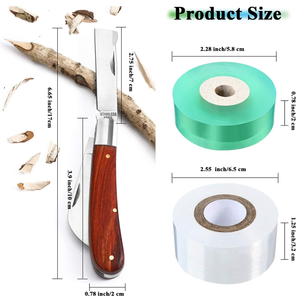 Grafting Knife with 2 Grafting Tape for Pruning Budding Fruit Tree Floral