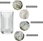 INSETLAN Set of 6 Vintage Glassware - 14 oz Water Drinking Glasses, Art Deco Ripple Glass Cup, Cocktail Glasses, for Bar Beverages Ice Coffee Juice, Housewarming Presents, New House Essentials