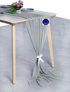 MDS 20 Pack 10ft Chiffon Table Runner 29 x 120 Inches Sheer Wedding Runner Romantic Rustic Table Runner for Wedding Decorations, Birthday Parties, Bridal Shower Party Arch Decor - Gray
