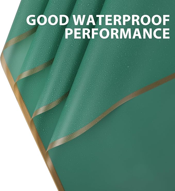 NESCCI 20 Sheet Flower Wrapping Paper - Waterproof Floral Bouquet Wrapping Paper, Florist Supplies Packaging Paper for Wedding Birthday Gift DIY (Dark green)