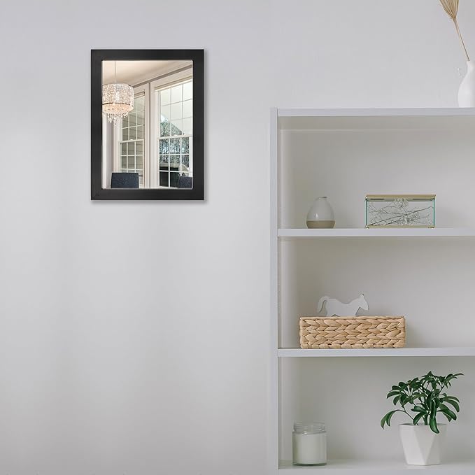 BOMINICA Rectangular Wall Mirror Framed Decorative Mirror 12” x 16” for Bathroom, Living Room, Vanity, Black