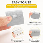 Polymer Material Reusable Napkin Band, Glue-Free Tear-Proof Water Resistant Oil-Proof Napkin Bands Set of 200(Front Silver Rose and Back Silver Color), 6 Adjustable Sizes Napkin Rings