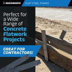 Sandbaggy Flat Steel Stakes for Concrete Forms with Nail Holes - 1.5" Wide - Painted - Removable, Reusable, V Point End - Construction Grade Stakes (30, 24 inch)