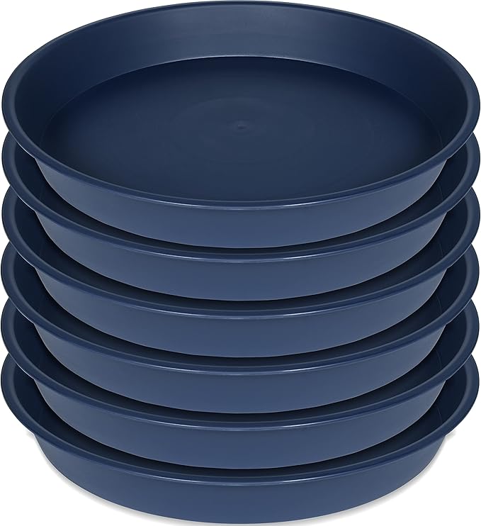 6 Pack of 8 inch Plant Saucer Blue, Plastic Plant Water Tray 8 inch Round, Flower Plant Saucers for Indoors, Dlant Dishes Saucer for Planter 7"/8" (8", Blue)