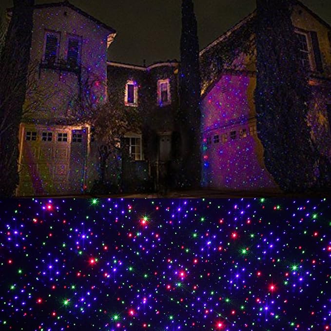 LEDMall Christmas Laser Projector Lights Outdoor, Motion Firefly Red, Green and Blue with Remote Control and Security Lock