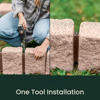 Beuta Landscape Edging | Garden Edging Border | Faux Stone Block XL for Lawn Edging, Flower Beds & Yard Edging – 1 Pack | Each Section Has 6 Blocks 48" L x 4" W x 9.5" H | 3 Spikes | Sandstone