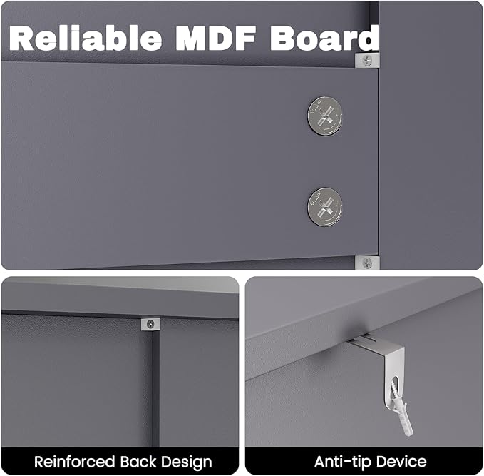 Bathroom Cabinet, Modern Bathroom Floor Storage Cabinet, Freestanding Organizer with Adjustable Shelves & Double Doors, 3-Tier Home Living Room Furniture