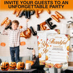 Thanksgiving Party Invitations, Fall Pumpkins Friendsgiving Thanksgiving Dinner Party Fill in Invites Cards With Envelopes (20 Count) Double Sided Design, Let's be Thankful Together