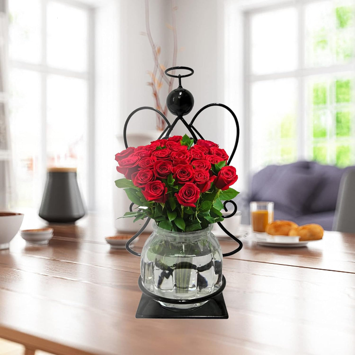 Angel Plant Terrarium with Metal Stand, Air Planter Bulb Glass Vase Metal for Hydroponics Home Garden Office Decoration-Plant Lover's Gift for Women (Angel)
