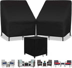 Patio Furniture Chair Covers Set, 3PCS Outdoor Garden Furniture Sofa Cover with 420D Durable Waterproof, Fit for Outdoor Wicker/Rattan Chair Conversation Sets