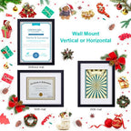 RPJC Document Frame Certificate Frames Made of Solid Wood High Definition Glass and Display Diplomas 8.5x11 with Mat or 11x14 Inch Without Mat Picture Frame Black