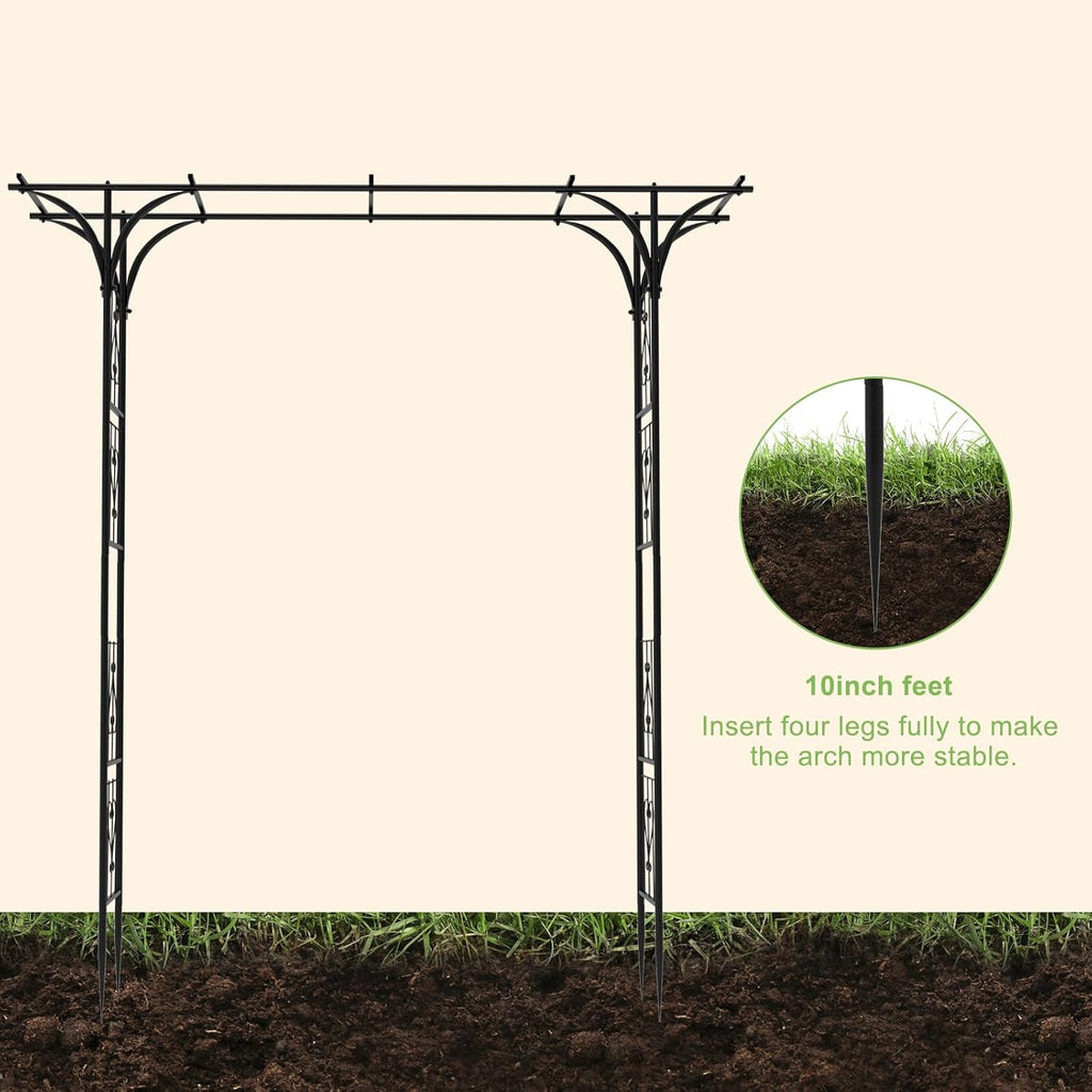 OUSHENG 7FT Garden Arch Arbor, Steel Frame Stand Trellis for Climbing Plants, Outdoor Archway Gate for Wedding Ceremony Decoration Party Vines Lawn Courtyard Patio Backyard