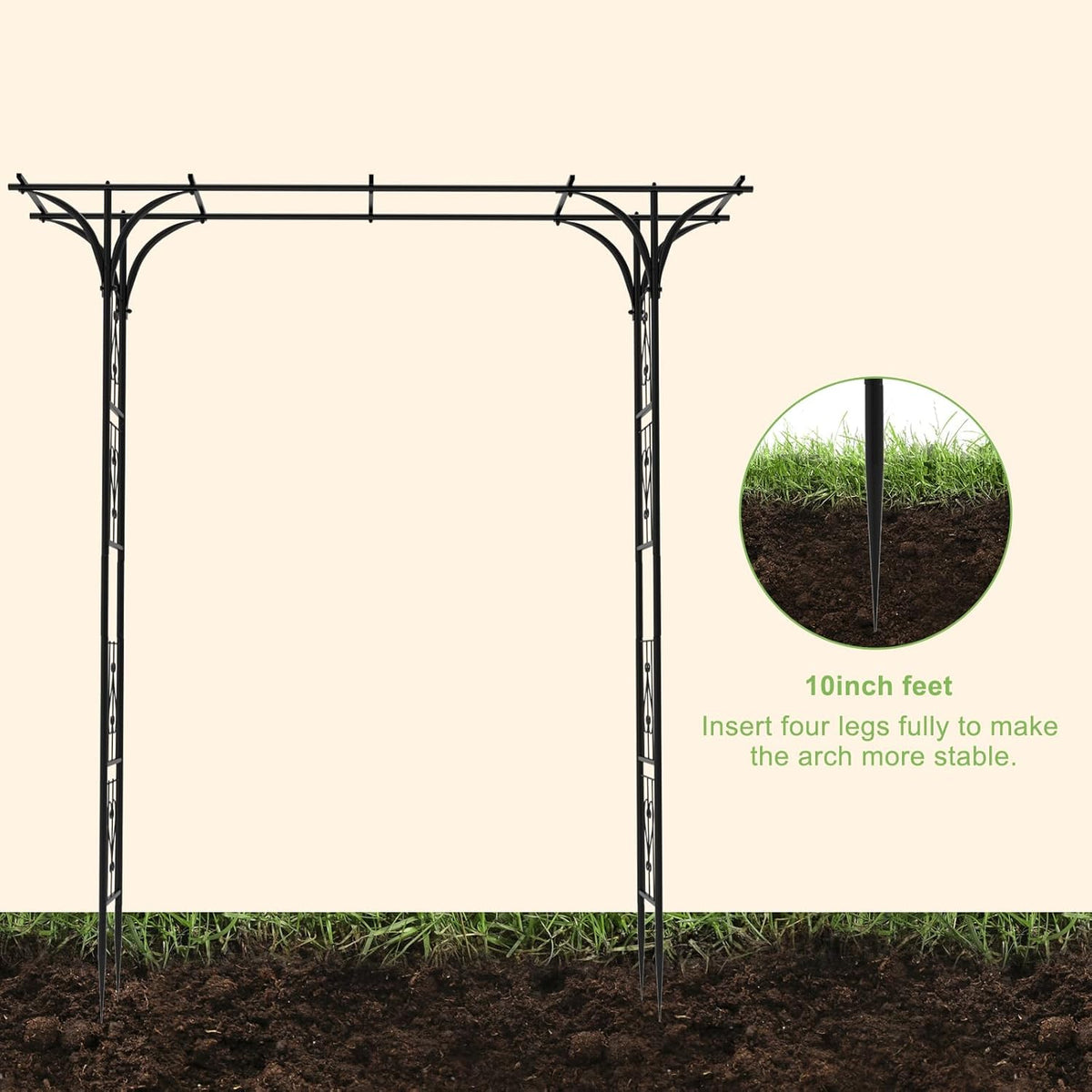 OUSHENG 7FT Garden Arch Arbor, Steel Frame Stand Trellis for Climbing Plants, Outdoor Archway Gate for Wedding Ceremony Decoration Party Vines Lawn Courtyard Patio Backyard