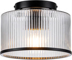 MAYNA Modern Black Semi Flush Mount Ceiling Light Fixture, 1-Light Hallway Light Fixtures Ceiling Mount, Dimmable Kitchen Lighting Fixtures Ceiling Lights for Bedroom Bathroom Dining Room Entryway