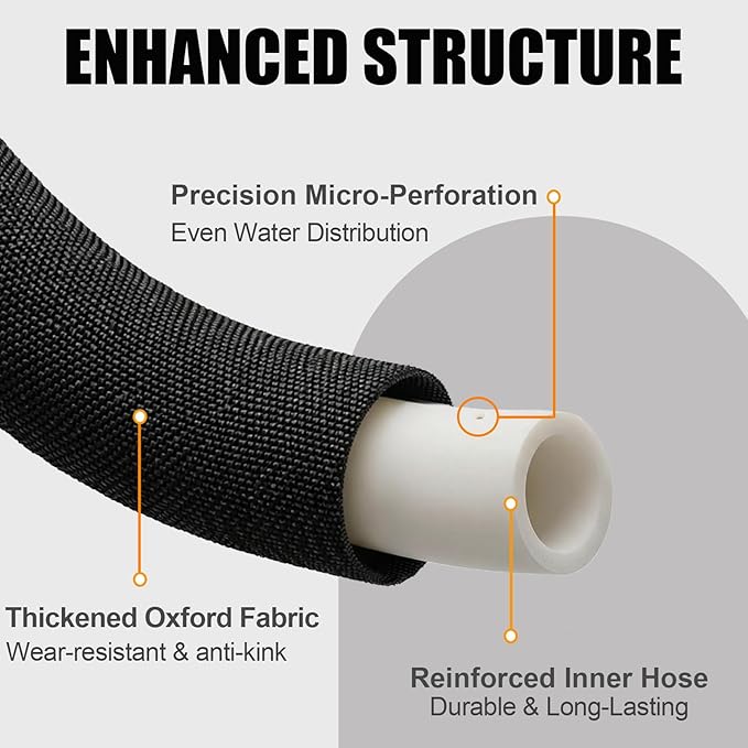 TigeJoy 15FT Flat Soaker Hose, Heavy Duty Double Layer Garden Watering Hose, Flexible Leakproof Drip Irrigation Hose for Raised Beds, Lawns & Vegetables, Save 80% Water