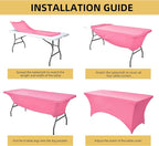 6-Pack 6ft Spandex Table Covers for Rectangle Standard Folding Tables - Wrinkle Resistant Stretch Tablecloths - Ultimate Fitted Table Protector for Parties, Trade Shows, Wedding