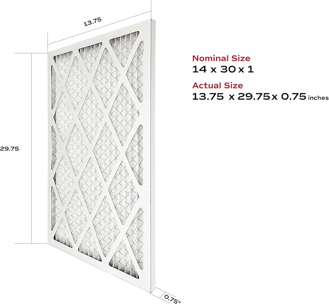True Blue 14x30x1 MERV 11 Allergen Air Filter (4-Pack) | Electrostatic Pleated HVAC Furnace Air Filter | Replacement Filter for Home Use | Made in USA