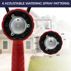 HugeDawn Garden Hose Nozzle, 6 Spray Patterns Heavy Duty Metal Water Nozzle with High Pressure for Watering, Cleaning, Washing (Red)