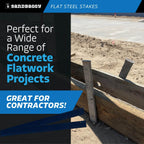 Sandbaggy Flat Steel Stakes for Concrete Forms with Nail Holes - 1.5" Wide - Painted - Removable, Reusable, V Point End - Construction Grade Stakes (25, 48 inch)