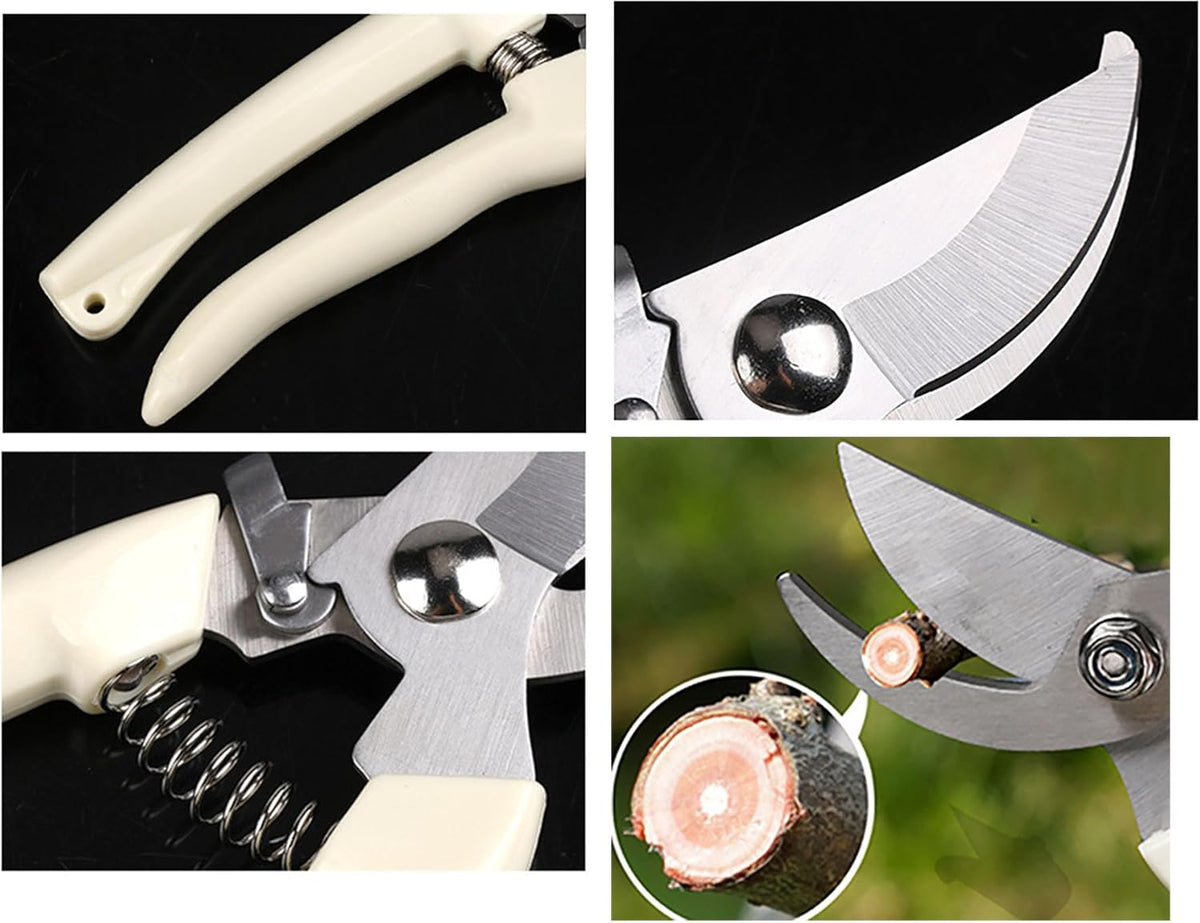 2PCS Garden Flower Shears Pruning Shears 6.9 inches Scissors Heavy Duty Plant Scissors for Cutting Flowers, Trimming Plants, Bonsai, Fruits Picking (White Handle 2pcs)