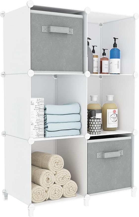 Stackable Closet Organizers and Storage 6 Cube Storage Organizer Closet Organizer for Bathroom Closet Storage for Wardrobe