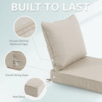 22x22 Inch Patio Chair Cushion with Removable Cover, Outdoor Furniture Cushion - Water-Repellent, Fade-Resistant, Non-Slip Bottom & Straps, Replacement for Lawn, Porch & Deck Chair - Cream