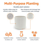 Amazon Basics Fluted Ceramic Planter Pot for Indoor Outdoor Plants, Round Flower Pot with Drainage Hole, 8-inch, White