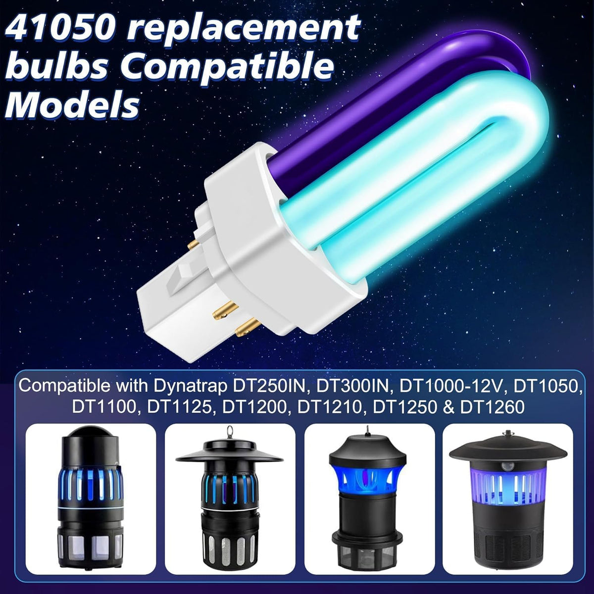 Qualirey 4 Pack 41050 7W Replacement Bulb, Upgraded 2 Color Mosquito & Insect Trap Bulb, Compatible with Dynatrap DT1050 DT1100 DT1250, 5000H Life, 360 Beam Angle