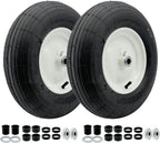 2-Pack 4.80-8 Wheelbarrow Tire with Rim 3"-6''Centered Hub, 3/4" or 5/8''or 1/2'' Bearings, 16‘’ Tire Assembly for Hand Truck,Garden Cart (4.80/4.00-8 Tube Type,3" Center Hub,RibbedTread)