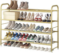 LINZINAR Shoe Rack 4 Tier Storage Organizer for Closet Entryway Metal Gold