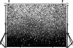 WOLADA Black and Silver Backdrop Silver Glitter Backdrop for Photography Wedding Birthday Baby Shower Party Photo Studio 7x5FT FW18