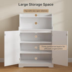 Gizoon 40" H Bathroom Storage Cabinet, Freestanding Organizer with 2 Doors, 2 Adjustable Shelves, Floor Pantry Cabinet for Dining Room, Kitchen, Living Room, Hallway, White