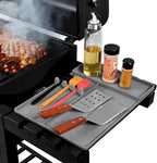 Griddle Mat Barbeque Grill Accessories Tools for Blackstone, Side Shelf Food-Grade Silicone Grill Mat, Spatula Silicone Mat with Drip Pad for Outdoor Grill Kitchen Counter - Grey