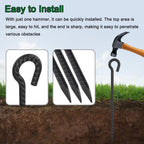 30 Inch Rebar Stakes Heavy Duty 6 Pack Tent Stakes with Loop 1/2 Inch Diameter Tarp Pegs Tree Stakes and Supports Ground Anchors Garden Rope Fence Stakes for Outdoor Camping and Yard, Black