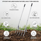 5-Tine Broad Fork Heavy Duty Garden Fork Built Tough for Lasting Durability Loosen and Aerate Clay Soil on Farms and in Home Gardens