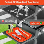 Silicone Griddle Tools Mat for Blackstone,16.9"x 11.8" Spatula Mat with Drip Pad,Heat-Resistant Grill BBQ Caddy Utensils Holder for Kitchen,Cooking & Countertop,Side Shelf Mat Blackstone Aceessories